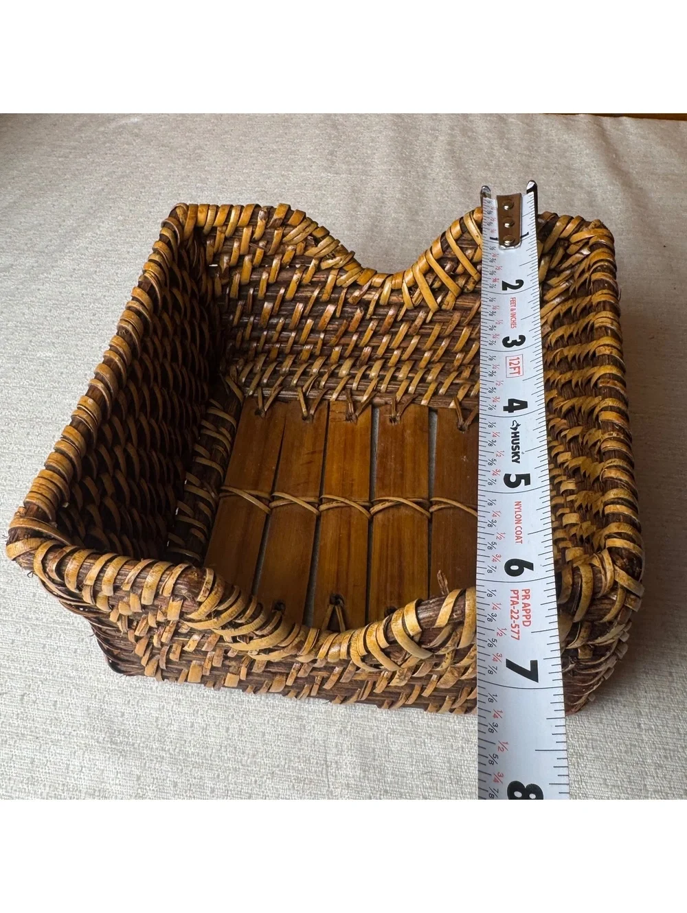 Vintage Wicker Napkin Holder Woven Rattan Basket Rustic Kitchen Table Decor
